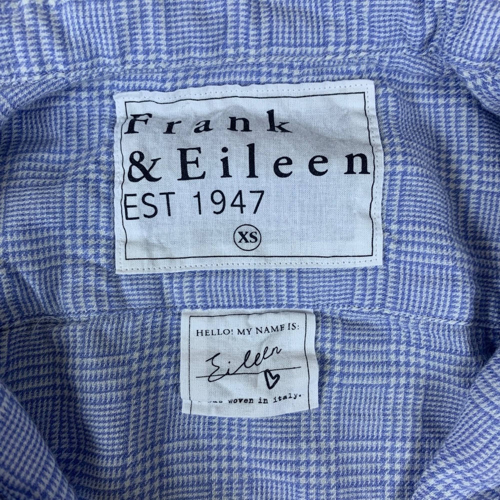 Frank & Eileen Eileen Blue Plaid Cotton Cashmere Button Up‎ Shirt Womens XS - Picture 3 of 11